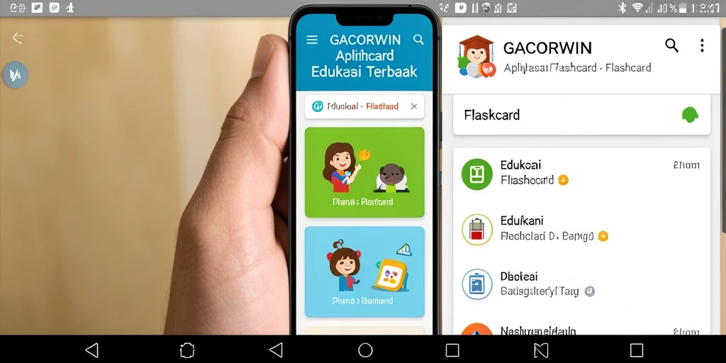 Antarmuka GACORWIN menunjukkan fungsi flashcard yang interaktif dan menarik.