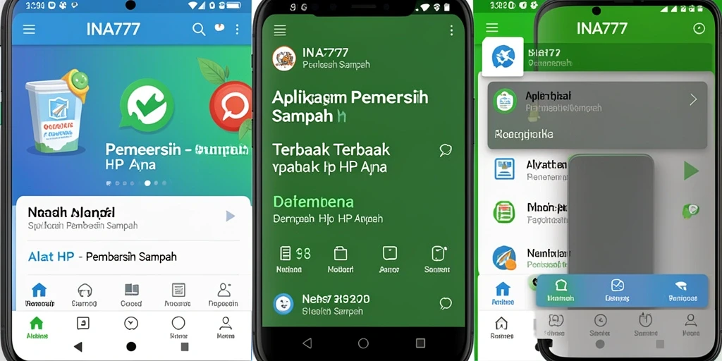 Tampilan antarmuka aplikasi INA777 dengan fungsi pembersihan sampah yang efisien.