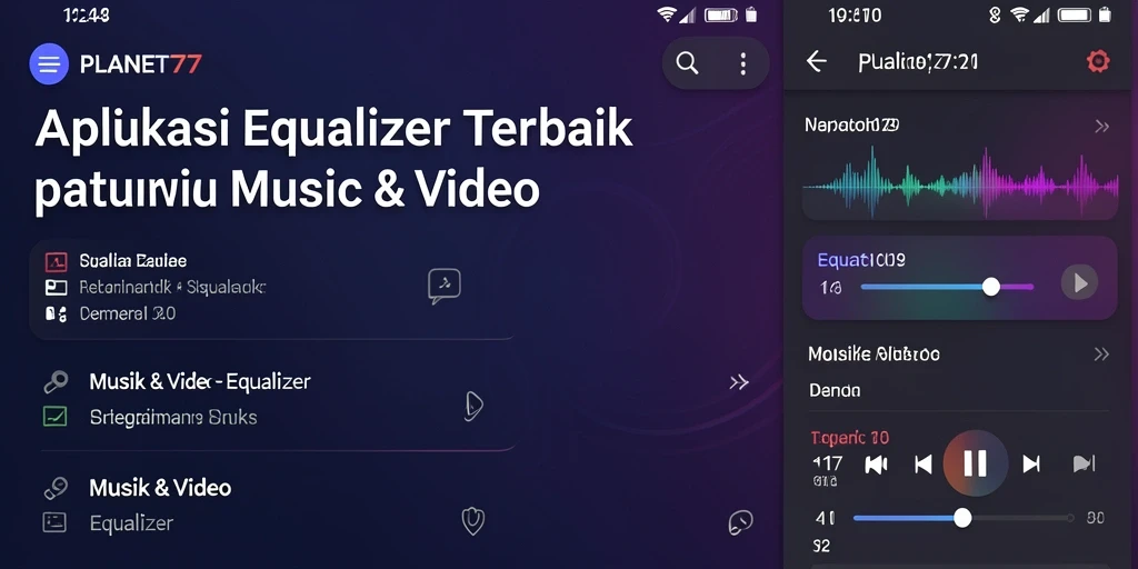 Tampilan antarmuka aplikasi Equalizer PLANET77 yang menarik dan fungsional.