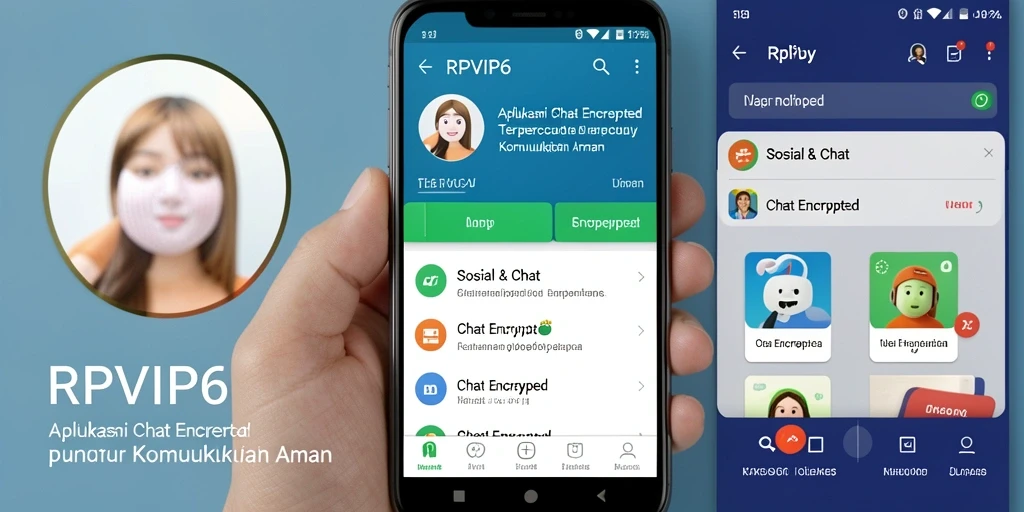 Antarmuka pengguna RPVIP6 dengan fitur Chat Encrypted yang aman.