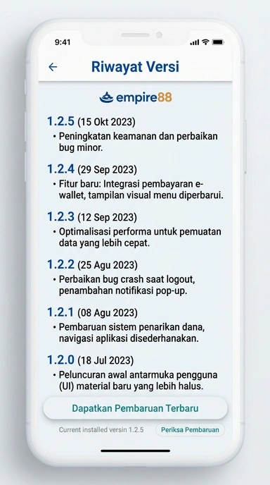 Riwayat Versi empire88 untuk Pengguna Android